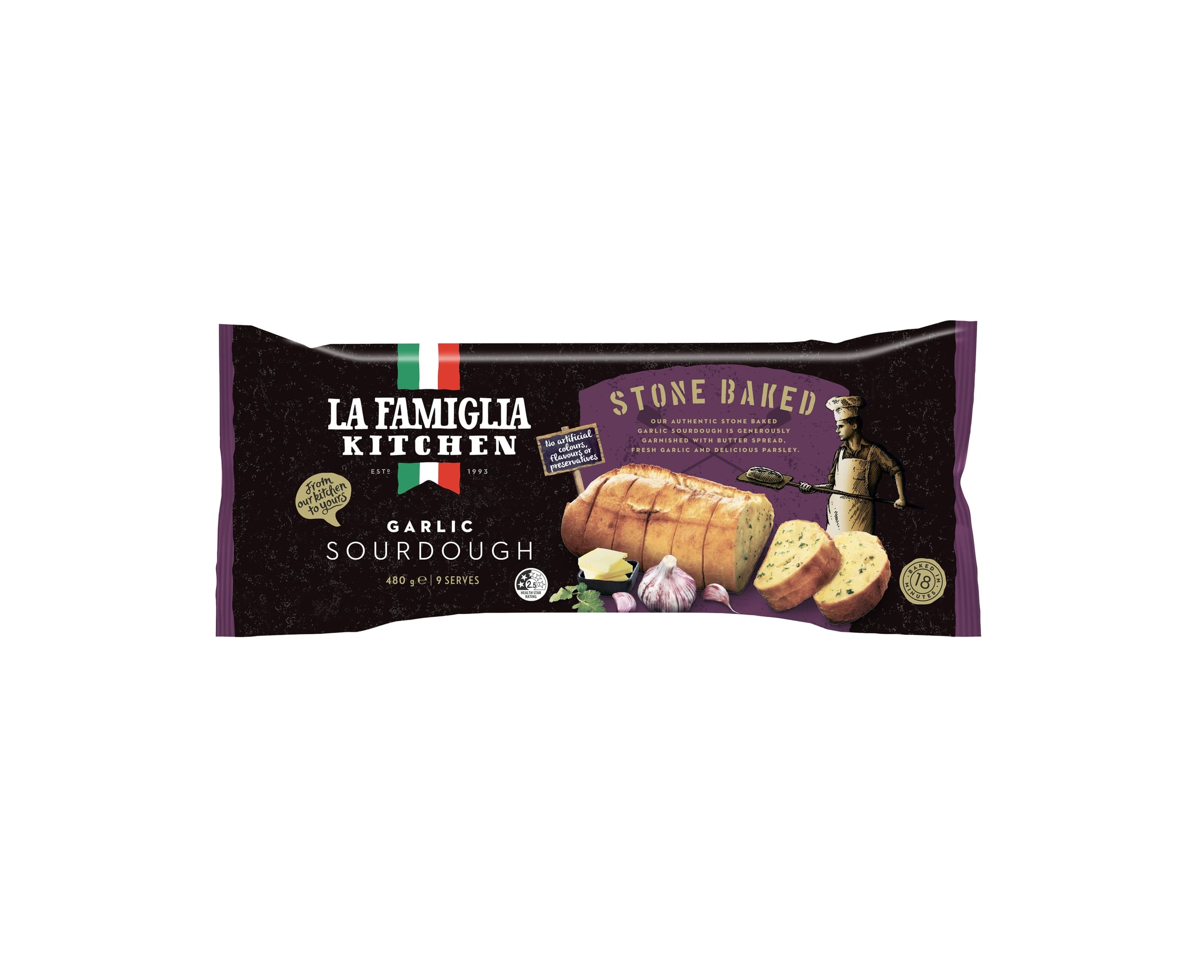 La Famiglia Kitchen Garlic Sourdough 480g