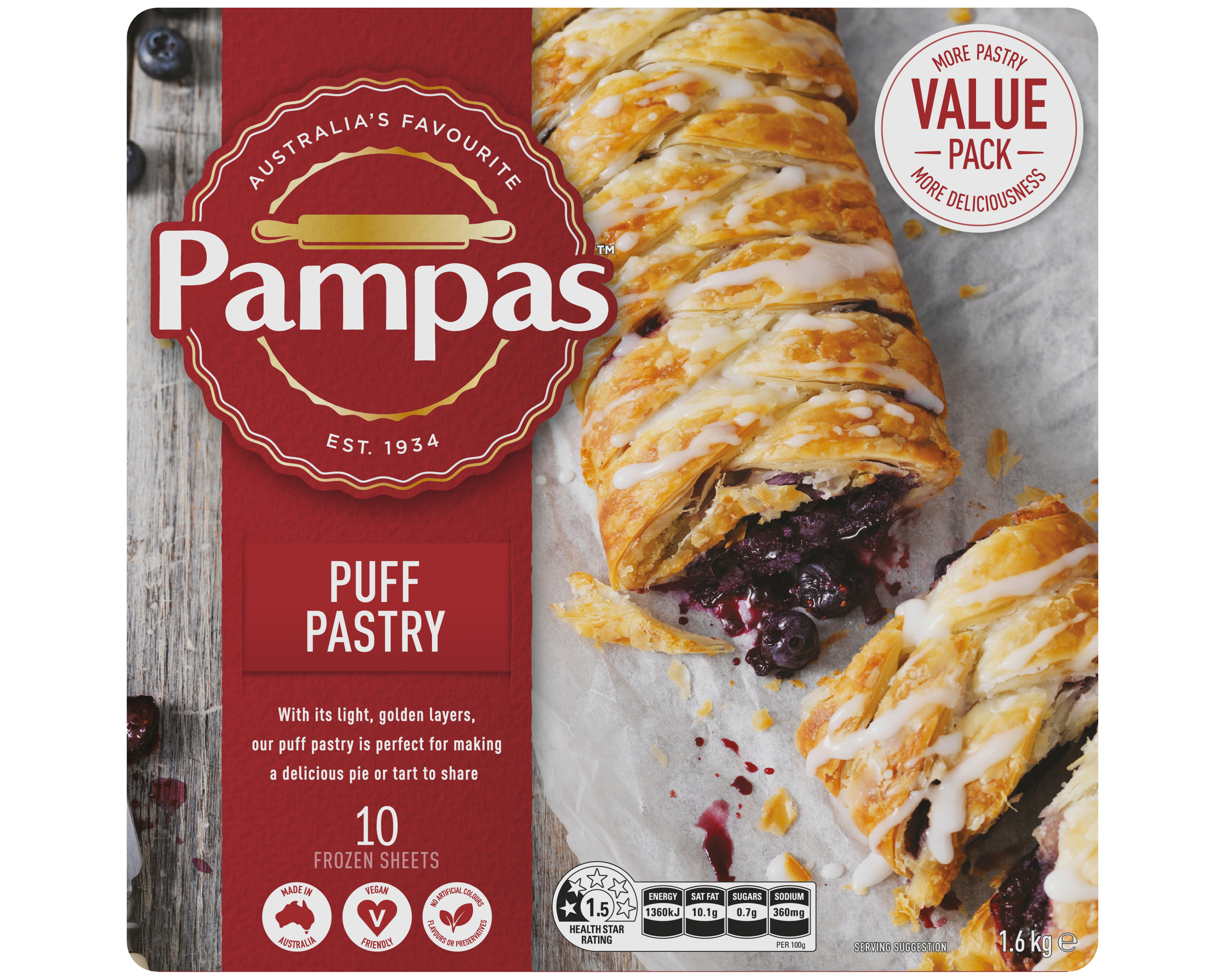 Pampas 10 Puff Pastry Sheets 6 x 1.6kg