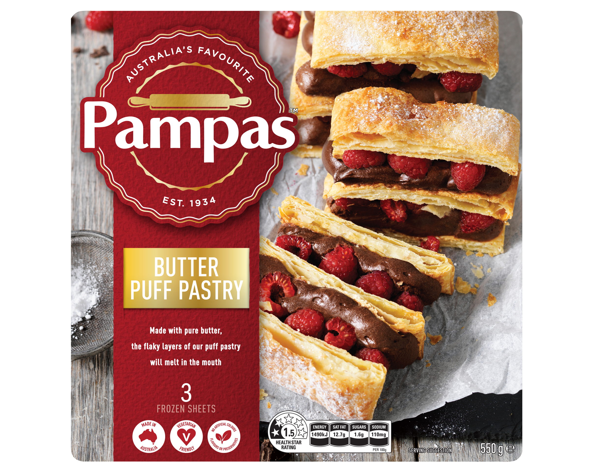 Pampas 6 Light Puff Pastry Sheets 12 x 1kg
