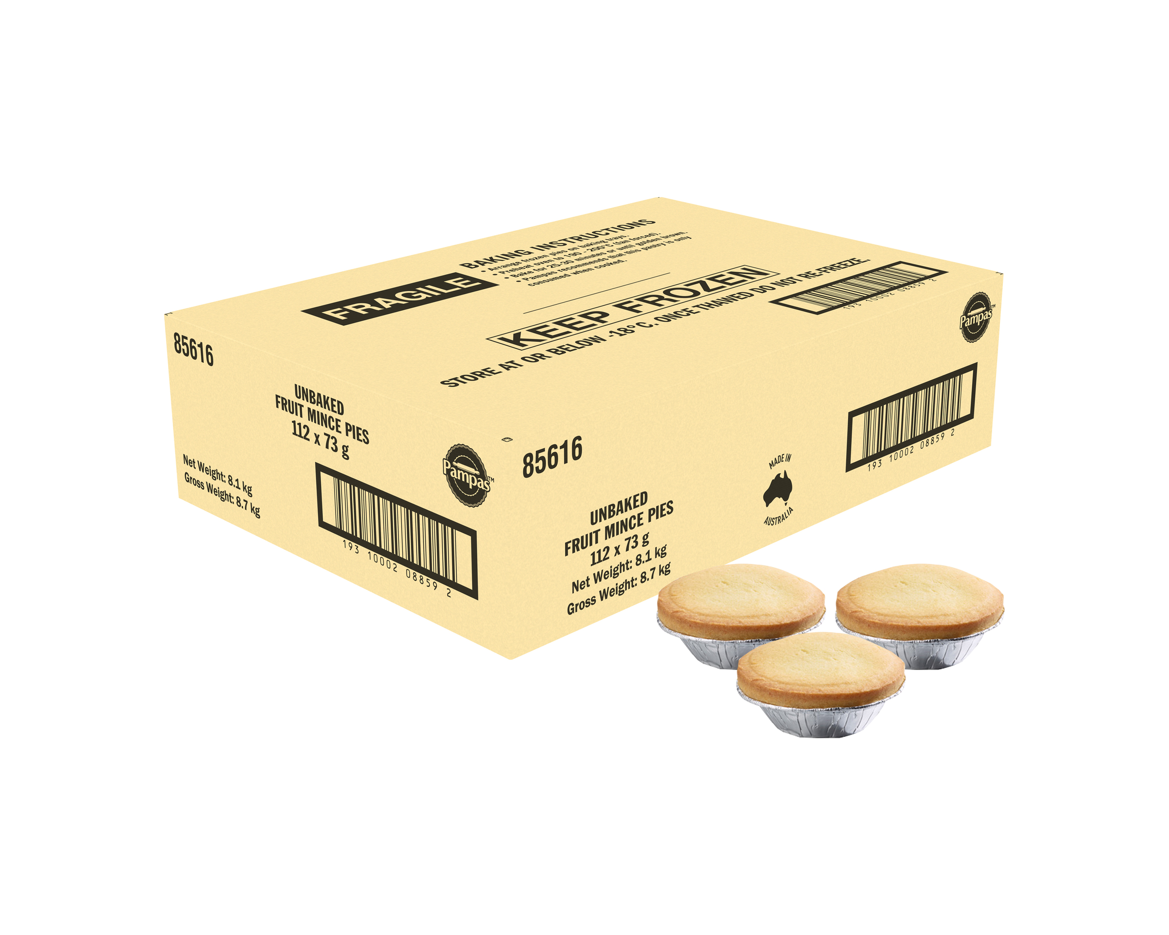 Pampas Unbaked Fruit Mince Pies 112 x 73g