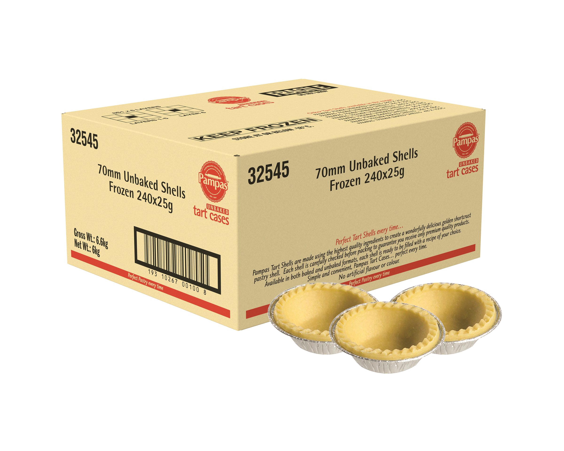 Pampas Unbaked Shells Frozen 240 x 25g