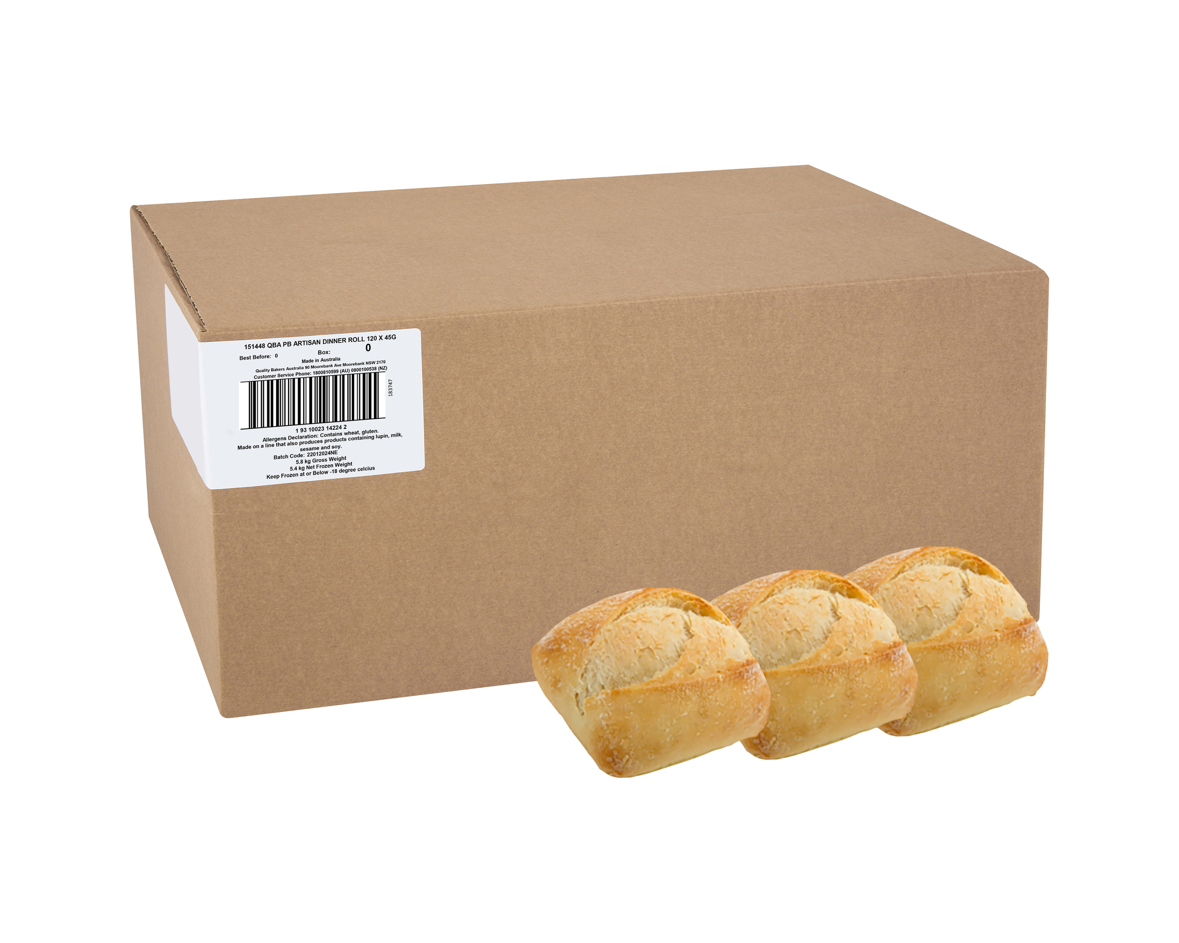 QBA Artisan Dinner Roll 120 x 45g